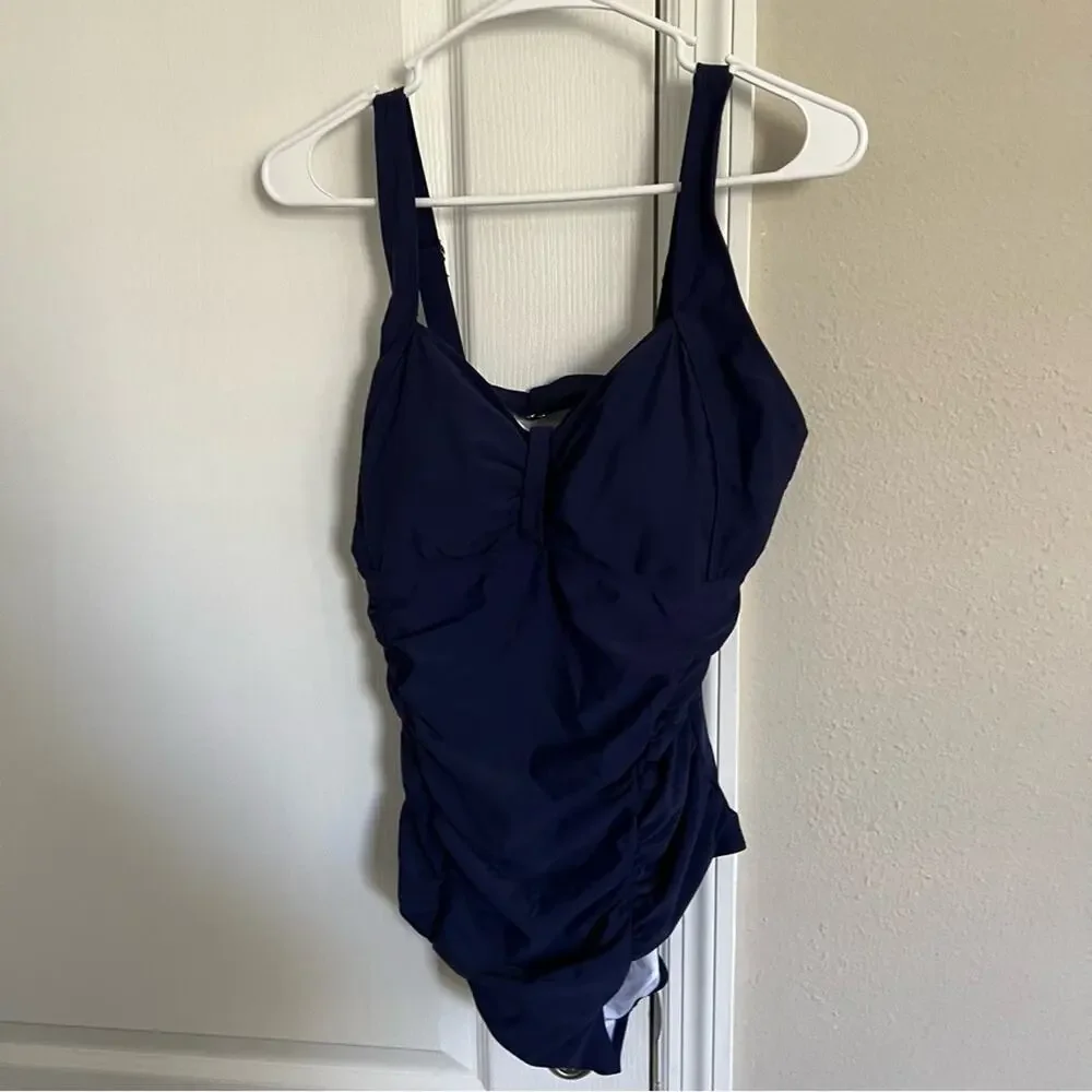 Daci One Piece Swimsuits Tummy Control Vintage Ruched Retro Swimwear nwt